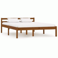 VidaXL Cadre de lit sans matelas marron miel pin massif 120x200 cm Modèle Jervessal - 283210