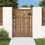 Vidaxl portail de jardin 105x130 cm acier corten design de bambou 153186