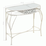 VidaXL Table d'appoint Style français Métal 82 x 39 x 76 cm Blanc Modèle Nova Pure - 245935XL