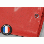 Bâche de chantier en pvc rouge avec oeillets - 640 gr/m2 - 22 tailles disponibles