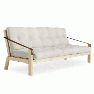 BANQUETTE FUTON POETRY EN PIN MASSIF COLORIS NATUREL COUCHAGE 130 X 190 CM.