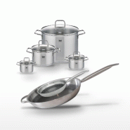 Batterie de cuisine Ensemble de casseroles avec poêles 24/32 cm et faitouts 12/14/20/26 cm Elo Collection Relief Solution Citrin - gris 3176239940497