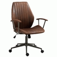 CLP Fauteuil de bureau Retro Nampa en Similicuir ajustable et pivotant Cognac - marron polyester 318558 CLP Fauteuil de bureau Retro Nampa en Similicuir ajustable et pivotant Cognac - marron polyester 318558