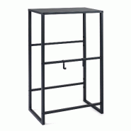 COSTWAY étagère pour 4 caisses boissons, étagère métallique 3 niveaux avec plateau, 2 crochets et inclinaison réglable - noir métal FM32327NW