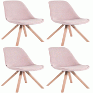 Décoshop26 - 4 chaises de salle à manger style scandinave en velours rose pieds carré en bois CDS10194 - Bois massif 3000481369600