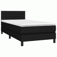 Décoshop26 - Cadre de lit LED avec sommier tête de lit matelas 90x190 cm tissu noir TDL0209073 - noir 3001670247761