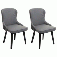 Décoshop26 - Lot de 2 chaises de salle à manger coutures décoratives au dos asssie en tissu gris foncé-gris clair 04_0007384 - gris 3000262096527 Décoshop26 - Lot de 2 chaises de salle à manger coutures décoratives au dos asssie en tissu gris foncé-gris clair 04_0007384 - gris 3000262096527
