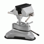 EBERTH Etau à ventouse avec articulation à rotule et ventouse (largeur de serrage de 75 mm, pivotant sur 360°, orientable, portée de 70 mm) - gris
