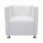 Helloshop26 - Fauteuil chaise siège lounge design club sofa salon de cube cuir synthétique blanc 1102023/3 - blanc polyester 3000140061302