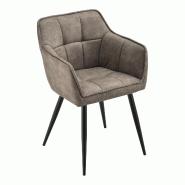 Helloshop26 - Lot de 2 chaises de salle à manger salon design moderne cuisine 81 x 57 x 53 cm taupe noir - noir acier 3000224781010