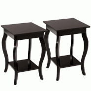 Helloshop26 - Lot de 2 tables d'appoint carrées 40 x 40 x 60 cm design moderne à 2 niveaux rangement pratique en bois marron 20_0012495 - marron Boi
