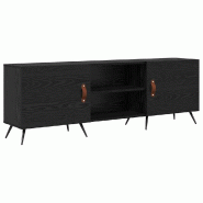 Helloshop26 - Meuble TV rectangulaire moderne avec 2 portes 150 x 30 x 50 cm rangement fonctionnel en bois d'ingénierie noir 02_0052508 - noir Bois m
