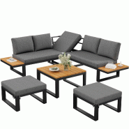 Merax table d'appoint extérieure, 6-pièces, réglable, gris - gris multi-matériau HW26045AAG