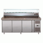 Meuble préparation granit pizzas +2/+8°c avec 3 portes 600x400 et s... - PPZ3600TN-VRX380