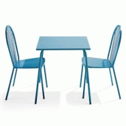 Oviala Business Ensemble table de terrasse bistrot et 2 chaises en acier bleu pacific - Oviala - bleu acier 109459 Oviala Business Ensemble table de terrasse bistrot et 2 chaises en acier bleu pacific - Oviala - bleu acier 109459