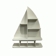 Présentoir bateau en bois blanc 60x18,5x84 cm