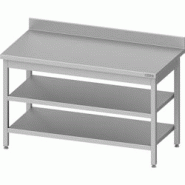 Romux® Table adossée en Acier Inoxydable pour Restauration Murale avec 2 Étagères 800x700x850 mm | Table de Travail Résistante à la Corrosion - Romux® Table adossée en Acier Inoxydable pour Restauration Murale avec 2 Étagères 800x700x850 mm | Table de Travail Résistante à la Corrosion -