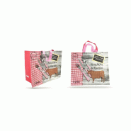 Sac cabas polypropylène tissé imprimé "boucherie qualité" 40+20+20x35 cm 100 g/m² (50 U) - multicolore A4F147