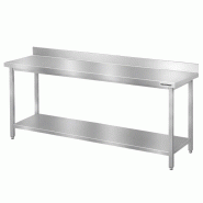 Table de travail en inox Bar 2000x600 mm avec 1 étagère inférieure et dosseret PREMIUM - GOLDINOX - gris inox 3701770836055