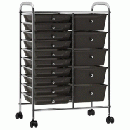 Vidaxl chariot de rangement mobile à 15 tiroirs xxl noir plastique 320407 Vidaxl chariot de rangement mobile à 15 tiroirs xxl noir plastique 320407