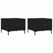 VidaXL Tables basses 2 pcs noir 50x50x40 cm bois d'ingénierie Modèle Aero Panorama Balcon - 829399