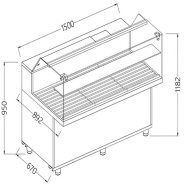 Vitrine snack pour pain vitres basses - 1500x892x1182 mm - vpb15x