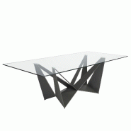 AC ANGEL CERDA Angel Cerdá Table à manger rectangulaire verre trempé et acier noir 1128-200x95C 200 x 95 x 75 - noir verre 8435631045991