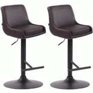 CLP Lot de 2 tabourets de Bar Club en Similicuir Marron - marron 318888 CLP Lot de 2 tabourets de Bar Club en Similicuir Marron - marron 318888