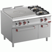 Diamond - Fourneau taque coup de feu, 2 feux, four GN 2/1, armoire neutre fermée - réf. G9/T2BFA12-N - gris inox AKS-G9/T2BFA12-N