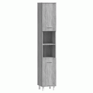 Helloshop26 - Armoire de bain design pratique salle de bain rangement 30 x 30 x 179 cm en bois d'ingénierie gris 02_0048522 - gris Bois massif 300023