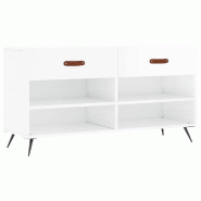 Helloshop26 - Banc à chaussures bottes commode étagère meuble entrée rangement brillant 102 x 35 x 55 cm bois d'ingénierie blanc 02_0022893 - bla