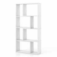 Helloshop26 - Bibliothèque ouverte à 8 cases 60 x 20 x 120 cm design géométrique moderne avec finition mate en bois blanc 20_0010684 - 3000226302442