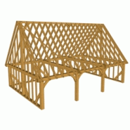 Maison à ossature en bois plain-pied b03 : 3-bay / en kit / toit double pente