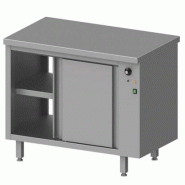 Meuble bas maintien chaud inox traversante avec placard chauffant portes coulissantes 1400x700x900 - 932197140