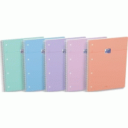 Oxford Lot de 5 Cahier Smart rel. Spirale A4+, 160p./80 feuilles 90g/m², Séyès, coloris pastels assortis (5) - 3020120220154
