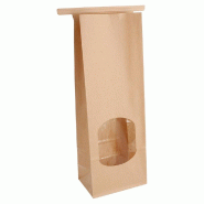 Sachet kraft à fenêtre et barrette de fermeture intégrée 9+6x25cm - par 500