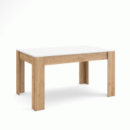 SKRAUT HOME Table à manger, 140x90x76 cm, Pour 6 personnes, Meubles de Salon, Blanc et Chêne - blanc Bois manufacturé 484_2
