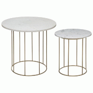 Tables en métal et marbre Ø40x45 et Ø 60x55cm - par 2