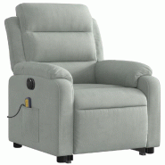 VidaXL Fauteuil inclinable de massage électrique gris clair velours Modèle Gervion - 3205125