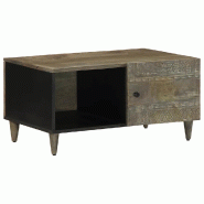 VidaXL Table basse gris clair 80x50x40 cm bois de manguier massif Modèle Sirius Moderne - 4017796