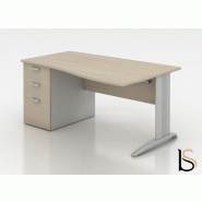 Bureau vague Sigma avec caisson - Mobel Linea - 180, Anthracite, Droite, 3 tiroirs_0