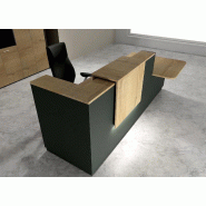 Comptoir d'accueil bi-colore avec PMR Delta et réhausse - Droite, Noir, Non, 282, Chêne veiné_0