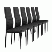 Décoshop26 - 6 x chaises de salle à manger cuisine avec rembourrage cuir synthétique noir 03_0000287 - noir 3000039899788 Décoshop26 - 6 x chaises de salle à manger cuisine avec rembourrage cuir synthétique noir 03_0000287 - noir 3000039899788