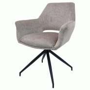 Décoshop26 - Chaise de salle à manger x1 rembourrée avec accoudoir rotatif en tissu taupe et métal 04_0006348 - métal 3000261721161