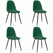 Décoshop26 - Set de 4 chaises de salle à manger design moderne coutures losange en tissu vert foncé et métal DEC025658 - 3000255375936 Décoshop26 - Set de 4 chaises de salle à manger design moderne coutures losange en tissu vert foncé et métal DEC025658 - 3000255375936