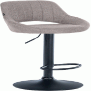 Décoshop26 - Tabouret de bar x1 réglable en hauteur en tissu gris dossier ajouré et pied métal noir 10_0005944 - gris métal 3000265308559