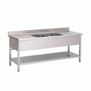 Gastro-Inox Evier avec 2 cuves, fond central et rebord1200x700x880mm - inox 7445908688647 Gastro-Inox Evier avec 2 cuves, fond central et rebord1200x700x880mm - inox 7445908688647