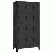 Helloshop26 - Armoire à casiers moderne pour bureau 90 x 45 x 180 cm avec 12 portes verrouillables en acier anthracite 02_0047026 - acier 30002345547