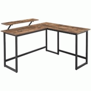 Helloshop26 - Bureau en forme de L table d'angle avec support d'écran pour étudier jouer travailler gain d'espace pieds réglables 12_0000327 - 3000 Helloshop26 - Bureau en forme de L table d'angle avec support d'écran pour étudier jouer travailler gain d'espace pieds réglables 12_0000327 - 3000