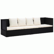 Helloshop26 - Canapé chaise longue transat avec coussin et oreillers résine tressée noir 02_0012001 - noir acier 3000659047767